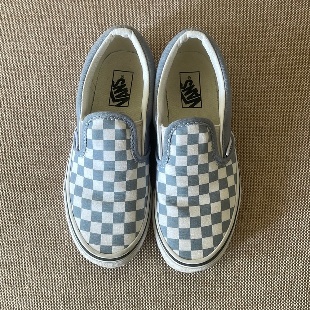 Vans Classic Gray Checkerboard Skip On Skateboard Sneakers- Size 2